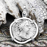 Roman Empire Silver Denarius Coin of Marcus Aurelius, the Philosopher Warrior 168 AD Sterling Silver Pendant
