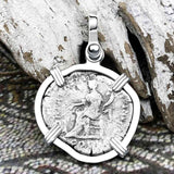 Roman Empire Silver Denarius Coin of Marcus Aurelius, the Philosopher Warrior 168 AD Sterling Silver Pendant