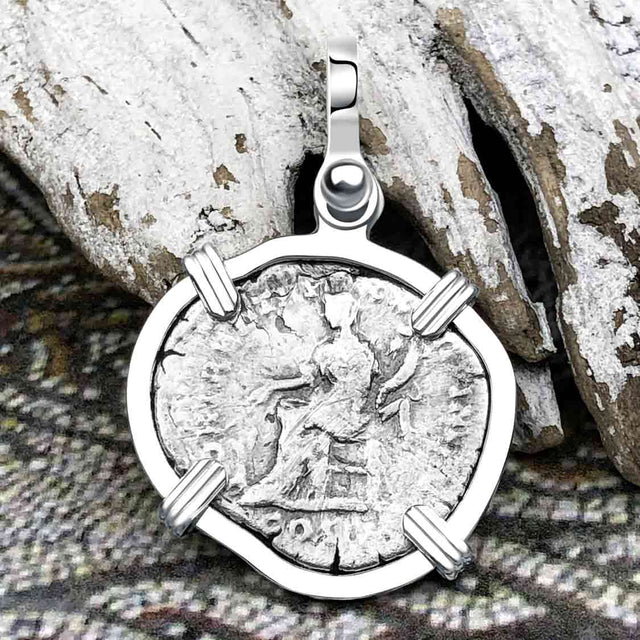 Roman Empire Silver Denarius Coin of Marcus Aurelius, the Philosopher Warrior 168 AD Sterling Silver Pendant