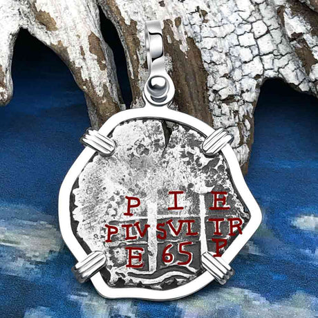1665 Consolacion Shipwreck Pirate Era Spanish 1 Reale Piece of Eight Sterling Silver Pendant