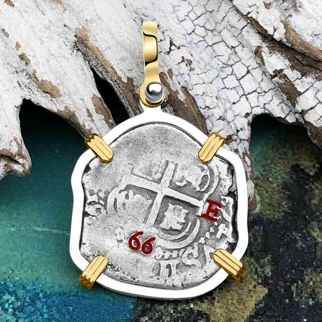1666 Consolacion Shipwreck Pirate Era Spanish 1 Reale Piece of Eight 14K Gold & Sterling Silver Pendant
