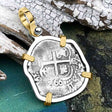 1666 Consolacion Shipwreck Pirate Era Spanish 1 Reale Piece of Eight 14K Gold & Sterling Silver Pendant