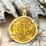 Pirate Era Circa 1578 22K Gold One Escudo - the Legendary Doubloon - 18K Gold Pendant