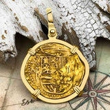 Pirate Era Circa 1578 22K Gold One Escudo - the Legendary Doubloon - 18K Gold Pendant