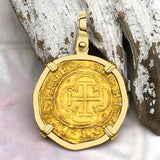 Rare Circa 1550 Unknown Shipwreck 22K Gold 1 Escudo - the Legendary Pirate Era Doubloon 18K Gold Pendant