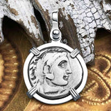 Ancient Greek Alexander the Great Silver Drachm Coin Sterling Silver Pendant
