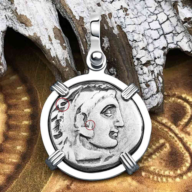 Ancient Greek Alexander the Great Silver Drachm Coin Sterling Silver Pendant