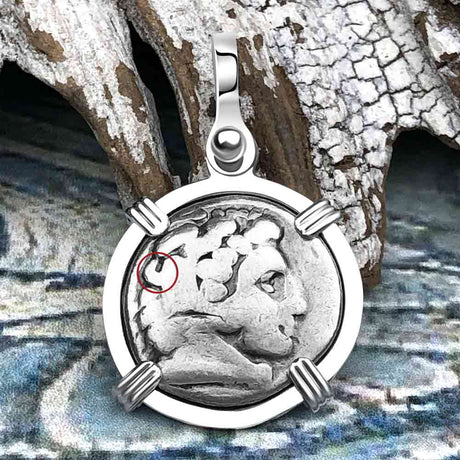 Ancient Greek Alexander the Great Silver Drachm Coin Sterling Silver Pendant