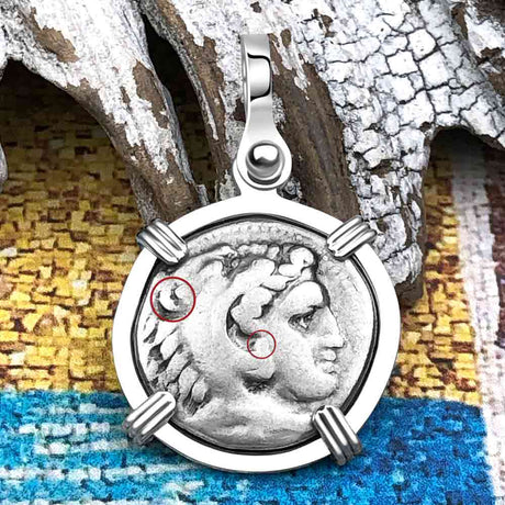 Ancient Greek Alexander the Great Silver Drachm Coin Sterling Silver Pendant