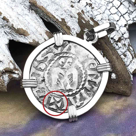 Templar Knights Era French Healing Angel Silver Denier Sterling Silver Pendant