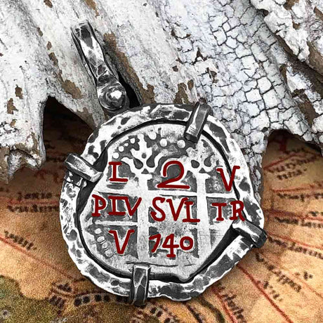 1740 Pirate Era Spanish 2 Reale "Piece of Eight" Sterling Silver TORTUGA COLLECTION Pendant