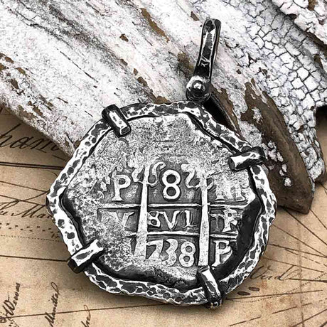 Pirate Era 1738 Spanish 8 Reale "Piece of Eight" Sterling Silver TORTUGA COLLECTION Pendant