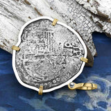 Mel Fisher's Atocha 8 Reale Cob Shipwreck Coin Piece of 8 14K Gold & Sterling Silver Pendant
