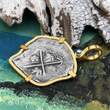Heart Shaped Mel Fisher's Atocha Rare 2 Reale Cob Shipwreck Coin Piece of 8 14K Gold Pendant | Artifact #4146