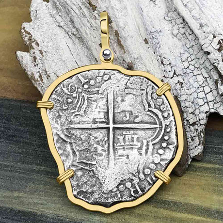 Dated Mel Fisher's Atocha 8 Reale Shipwreck Coin 14K Gold Pendant - Rare Diver's Division