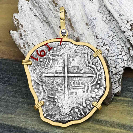 Dated Mel Fisher's Atocha 8 Reale Shipwreck Coin 14K Gold Pendant - Rare Diver's Division