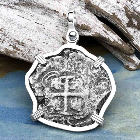 Princess Louisa Shipwreck Dated 1735 2 Reale Piece of Eight Sterling Silver Pendant
