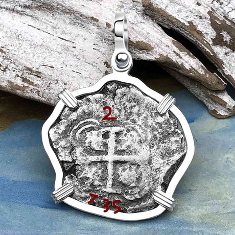 Princess Louisa Shipwreck Dated 1735 2 Reale Piece of Eight Sterling Silver Pendant