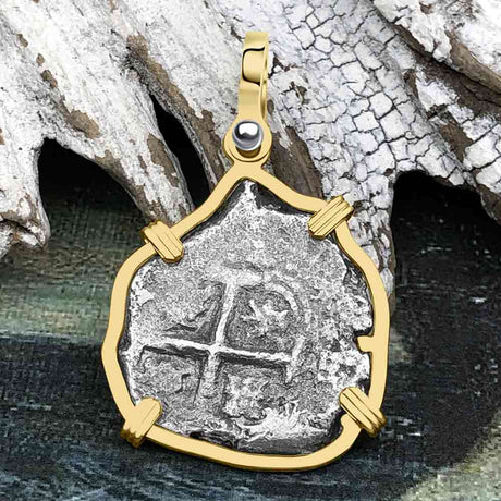 Princess Louisa Shipwreck Dated 1737 2 Reale Piece of Eight 14K Gold Pendant