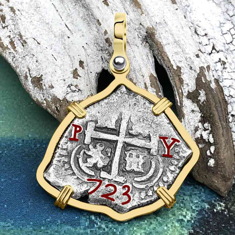 Princess Louisa Shipwreck Dated 1723 2 Reale Piece of Eight 14K Gold Pendant