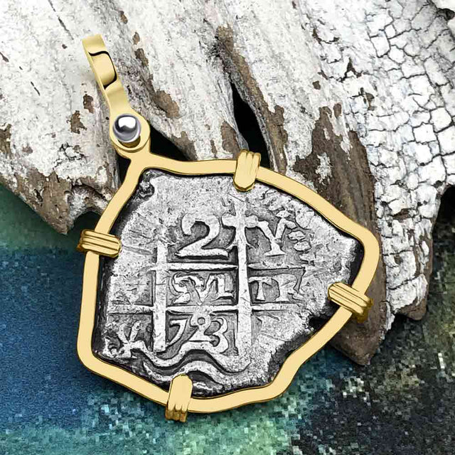 Princess Louisa Shipwreck Dated 1723 2 Reale Piece of Eight 14K Gold Pendant