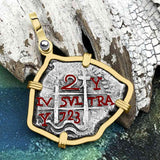 Princess Louisa Shipwreck Dated 1723 2 Reale Piece of Eight 14K Gold Pendant