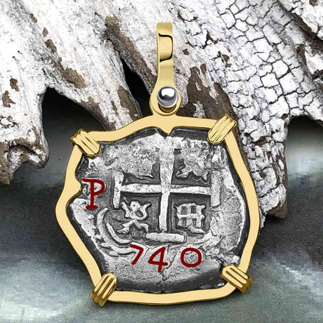 Princess Louisa Shipwreck Dated 1740 2 Reale Piece of Eight 14K Gold Pendant