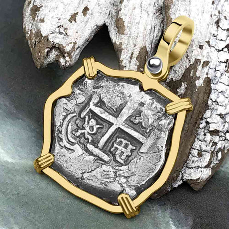Princess Louisa Shipwreck Dated 1740 2 Reale Piece of Eight 14K Gold Pendant
