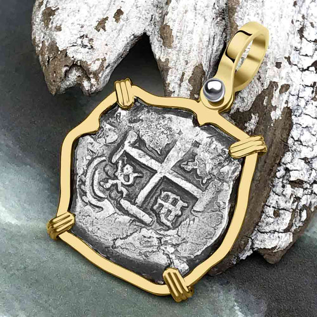Princess Louisa Shipwreck Dated 1740 2 Reale Piece of Eight 14K Gold Pendant