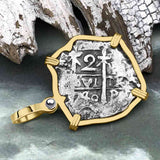 Princess Louisa Shipwreck Dated 1740 2 Reale Piece of Eight 14K Gold Pendant