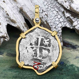 Princess Louisa Shipwreck Dated 1731 2 Reale Piece of Eight 14K Gold Pendant