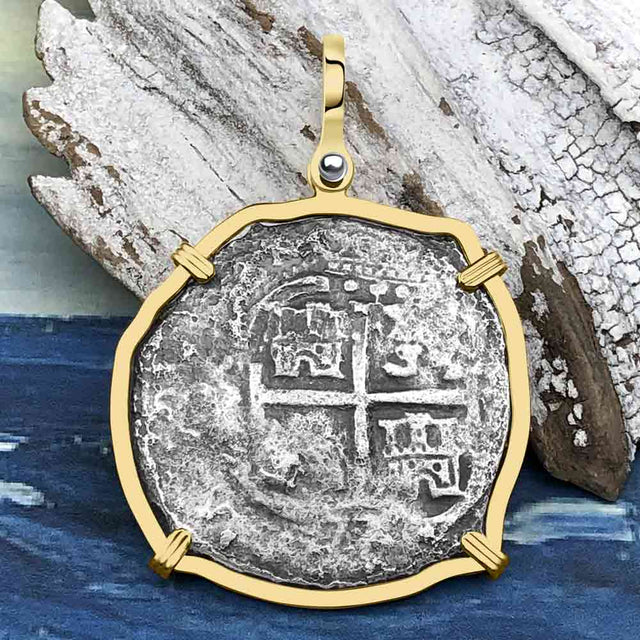 RARE Triple Dated 1672 Consolacion Shipwreck Pirate Era 8 Reale Cob Piece of 8 14K Gold Pendant