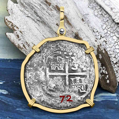 RARE Triple Dated 1672 Consolacion Shipwreck Pirate Era 8 Reale Cob Piece of 8 14K Gold Pendant