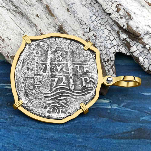 RARE Triple Dated 1672 Consolacion Shipwreck Pirate Era 8 Reale Cob Piece of 8 14K Gold Pendant