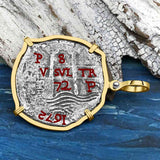 RARE Triple Dated 1672 Consolacion Shipwreck Pirate Era 8 Reale Cob Piece of 8 14K Gold Pendant