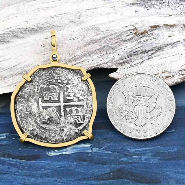 RARE Triple Dated 1672 Consolacion Shipwreck Pirate Era 8 Reale Cob Piece of 8 14K Gold Pendant