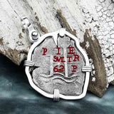 Heart Shaped 1662 Consolacion Shipwreck Pirate Era Spanish 1 Reale Piece of Eight Sterling Silver Pendant