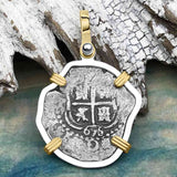 1656 Consolacion Shipwreck Pirate Era Spanish 1 Reale Piece of Eight 14K Gold & Sterling Silver Pendant