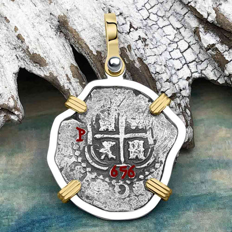 1656 Consolacion Shipwreck Pirate Era Spanish 1 Reale Piece of Eight 14K Gold & Sterling Silver Pendant