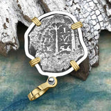 1656 Consolacion Shipwreck Pirate Era Spanish 1 Reale Piece of Eight 14K Gold & Sterling Silver Pendant