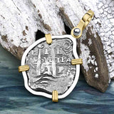 1661 Consolacion Shipwreck Pirate Era Spanish 1 Reale Piece of Eight 14K Gold & Sterling Silver Pendant