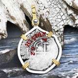 1662 Consolacion Shipwreck Pirate Era Spanish 1 Reale Piece of Eight 14K Gold & Sterling Silver Pendant