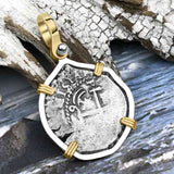 1662 Consolacion Shipwreck Pirate Era Spanish 1 Reale Piece of Eight 14K Gold & Sterling Silver Pendant