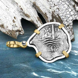 1662 Consolacion Shipwreck Pirate Era Spanish 1 Reale Piece of Eight 14K Gold & Sterling Silver Pendant