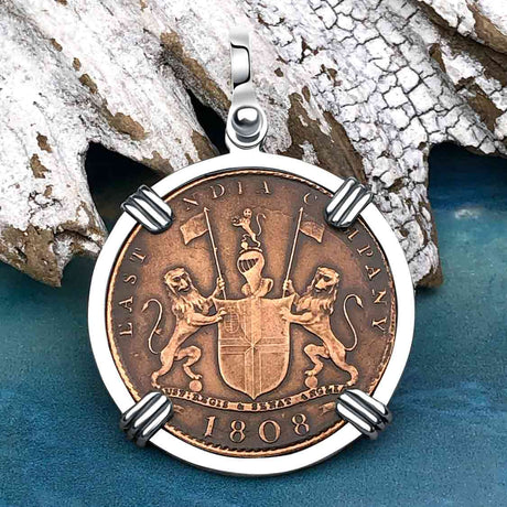 Admiral Gardner Shipwreck Ten Cash Coin Grade 1+ Sterling Silver Pendant