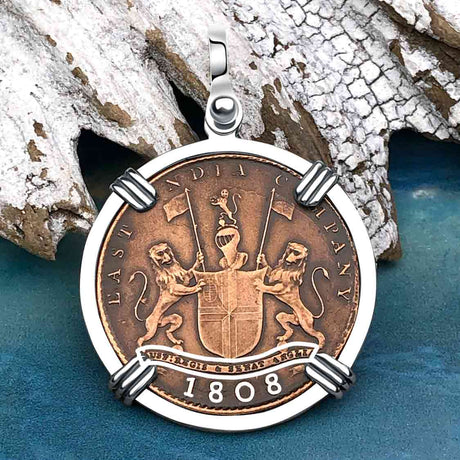 Admiral Gardner Shipwreck Ten Cash Coin Grade 1+ Sterling Silver Pendant