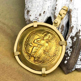 Byzantine Jesus Christ King of Kings Gold Histamenon Nomisma Coin Circa 1059 AD 18K Gold Pendant