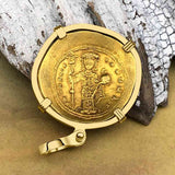 Byzantine Jesus Christ King of Kings Gold Histamenon Nomisma Coin Circa 1059 AD 18K Gold Pendant