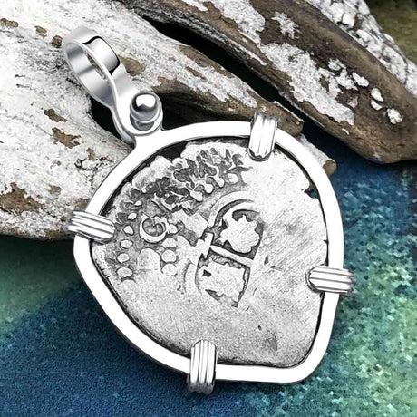 Pirate Era 1657 Spanish 1 Reale Piece of Eight Sterling Silver Pendant