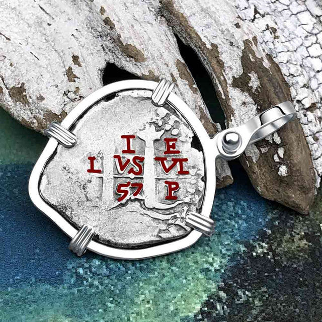 Pirate Era 1657 Spanish 1 Reale Piece of Eight Sterling Silver Pendant